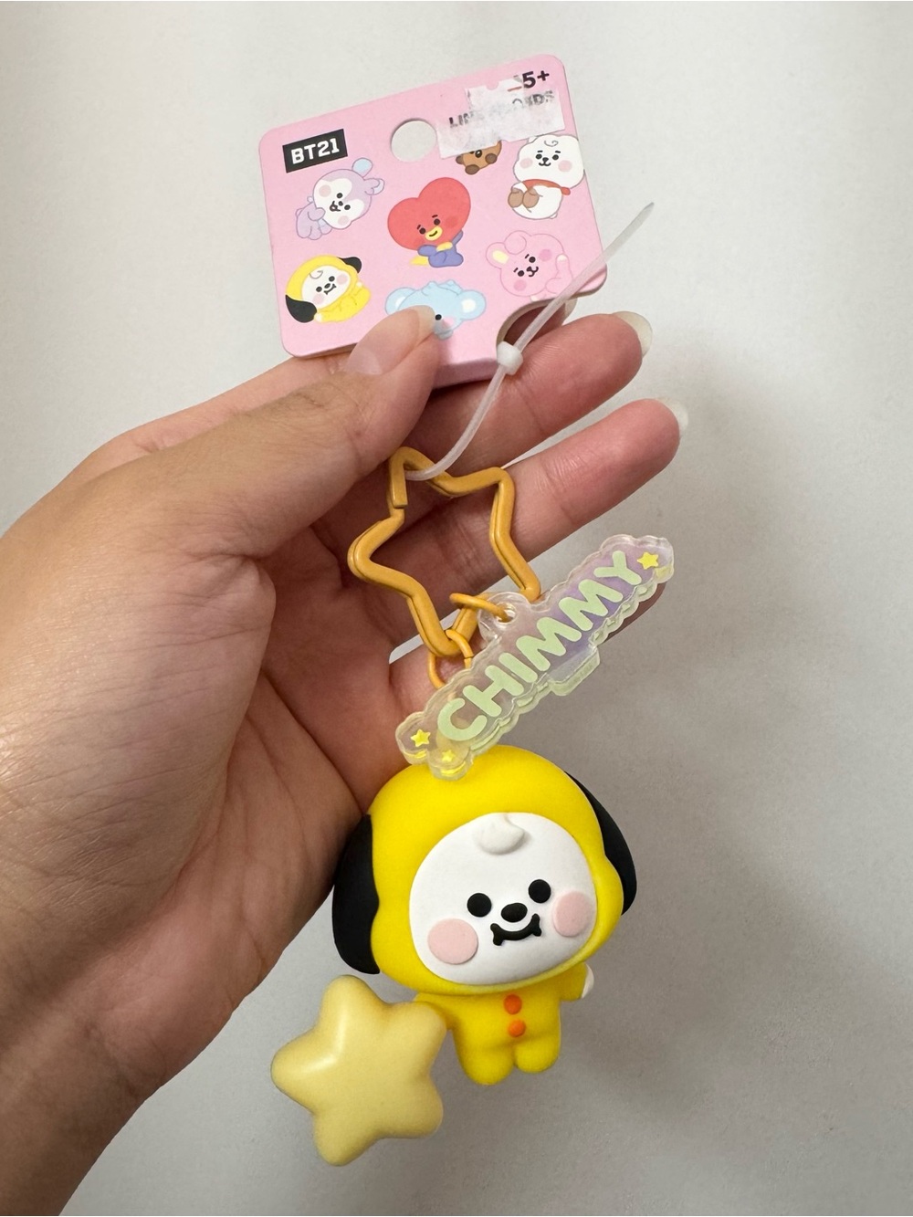 BT21 Chimmy Yellow Star Keychain Hard Plush Purse Charm